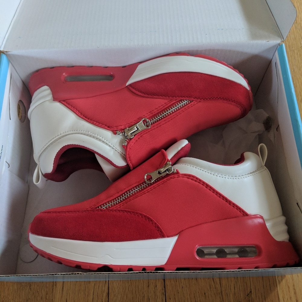 Double Zipper Red Sneakers